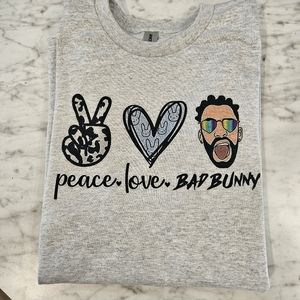 Bad bunny shirt Short Sleeve Tshirt cute popular peace love music